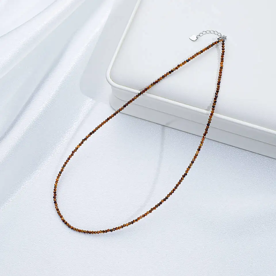 Necklace For Women Silver 925 Jewelry Heart Necklace 2mm Natural Stone Tourmaline Chokers Black Spinel Necklace