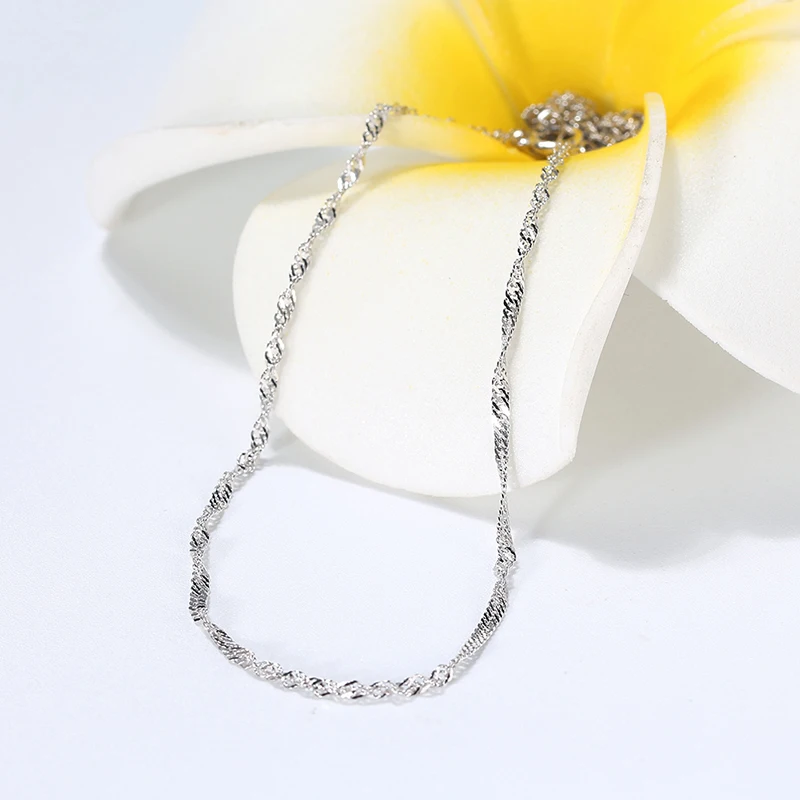 Rinntin 14K Gold 925 Sterling Silver 1.5mm Twisted Singapore Rope Chain Diamond-cut Thin Basic Necklace for Women Jewelry SC02