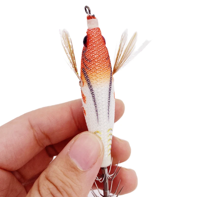 Luminous Wooden Shrimp Squid 6g/80mm EGI Jigging Lure Octopus Shrimp Cuttlefish Squid Fishing lure Bait Japan Hook