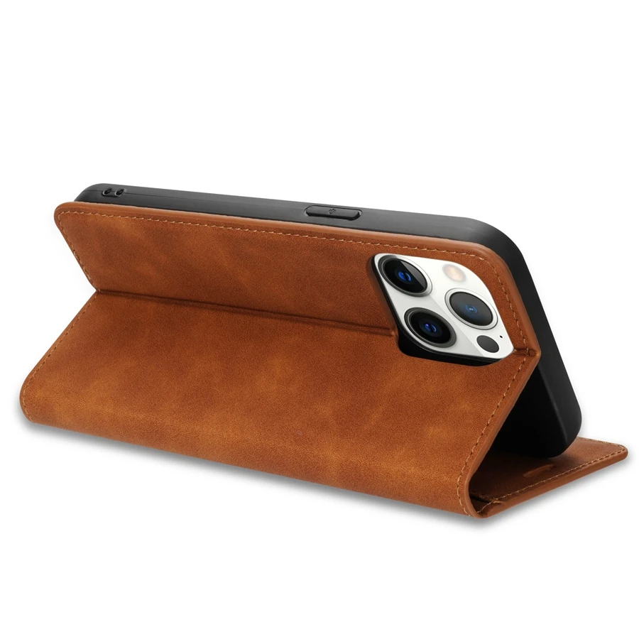 Wallet Skin Friendly Magnetic Flip With Card Slot Leather Case For iPhone Air 17 Pro Max 16e 16 15 Plus 14 13 12 11 XR Cover