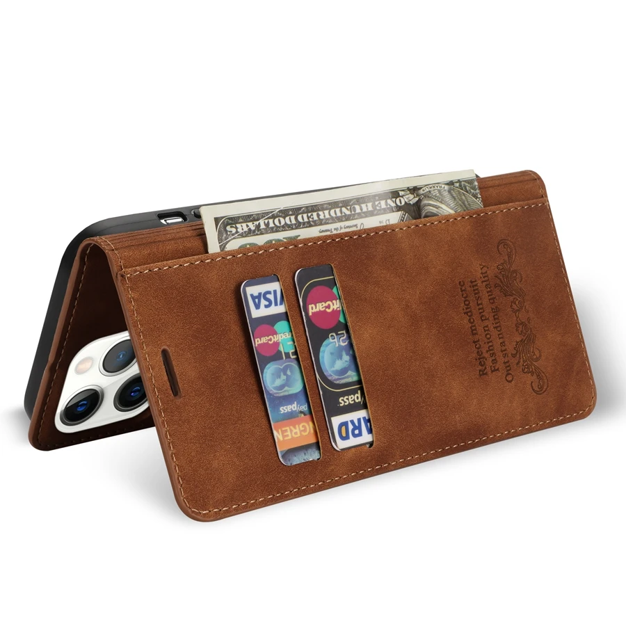 Wallet Skin Friendly Magnetic Flip With Card Slot Leather Case For iPhone Air 17 Pro Max 16e 16 15 Plus 14 13 12 11 XR Cover