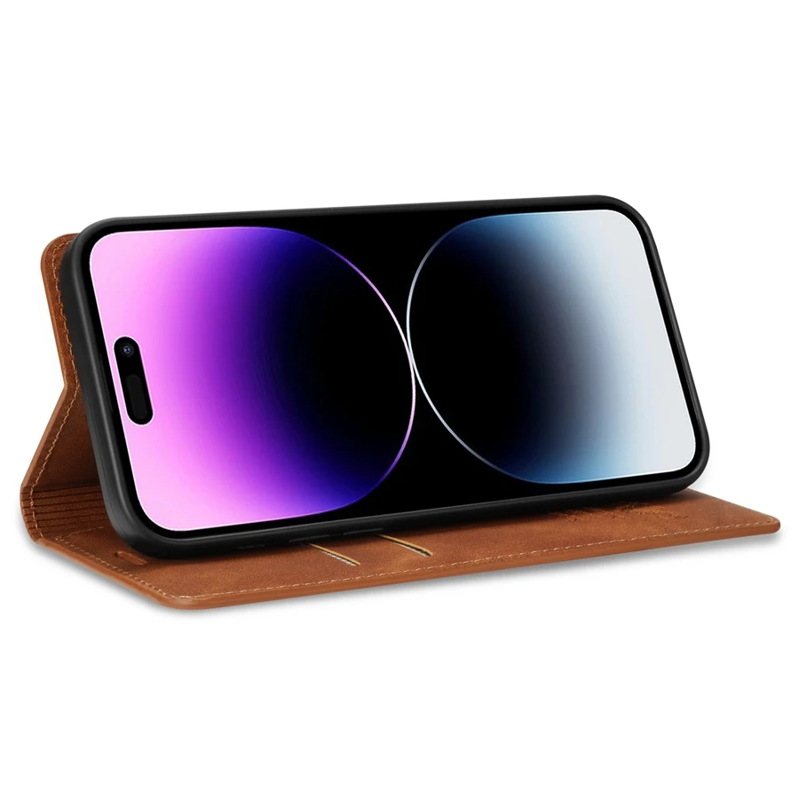 Wallet Skin Friendly Magnetic Flip With Card Slot Leather Case For iPhone Air 17 Pro Max 16e 16 15 Plus 14 13 12 11 XR Cover