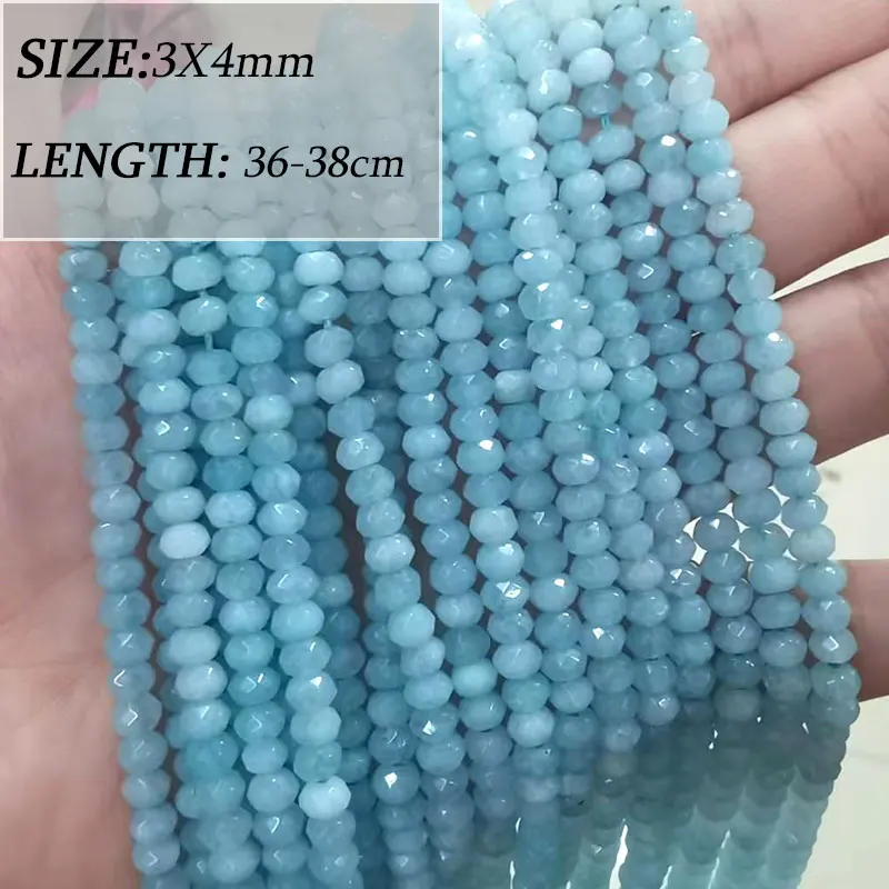 Wholesale Various Natural Blue Stone Beads Aquamarine Faceted Rondelle Square Irregular Round for Jewelry Making Diy Bracelet