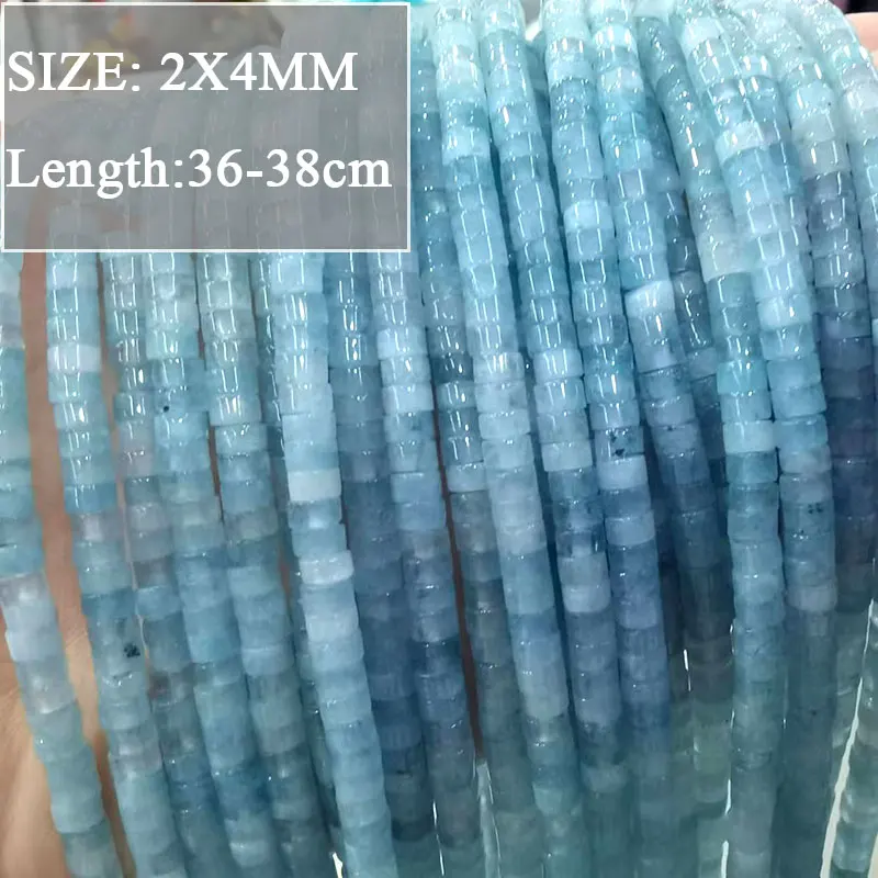 Wholesale Various Natural Blue Stone Beads Aquamarine Faceted Rondelle Square Irregular Round for Jewelry Making Diy Bracelet