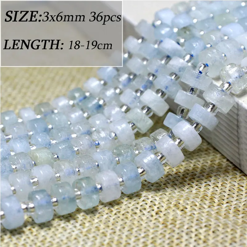 Wholesale Various Natural Blue Stone Beads Aquamarine Faceted Rondelle Square Irregular Round for Jewelry Making Diy Bracelet