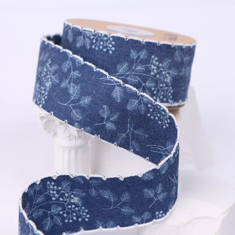 1 Meter Bouquet Leaves Denim Webbing Embroidery Race 4cm Decorate DIY Bow Hair Accessories Lace Trim Ribbon Dentelle