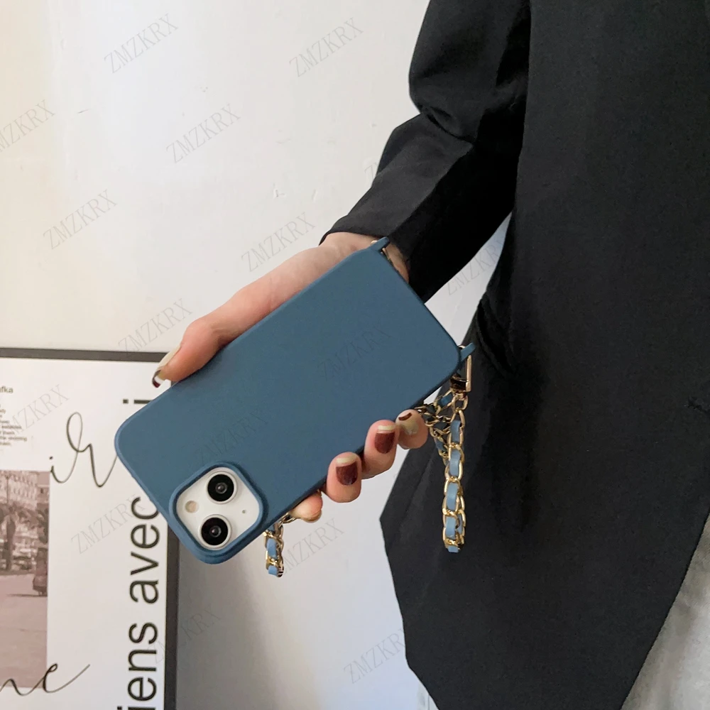 Crossbody Lanyard Leather Chain Cord Liquid Silicone Case For iPhone 16 15 13 12 Mini 11 14 Pro Max XS XR X 8 7 Plus Soft Cover