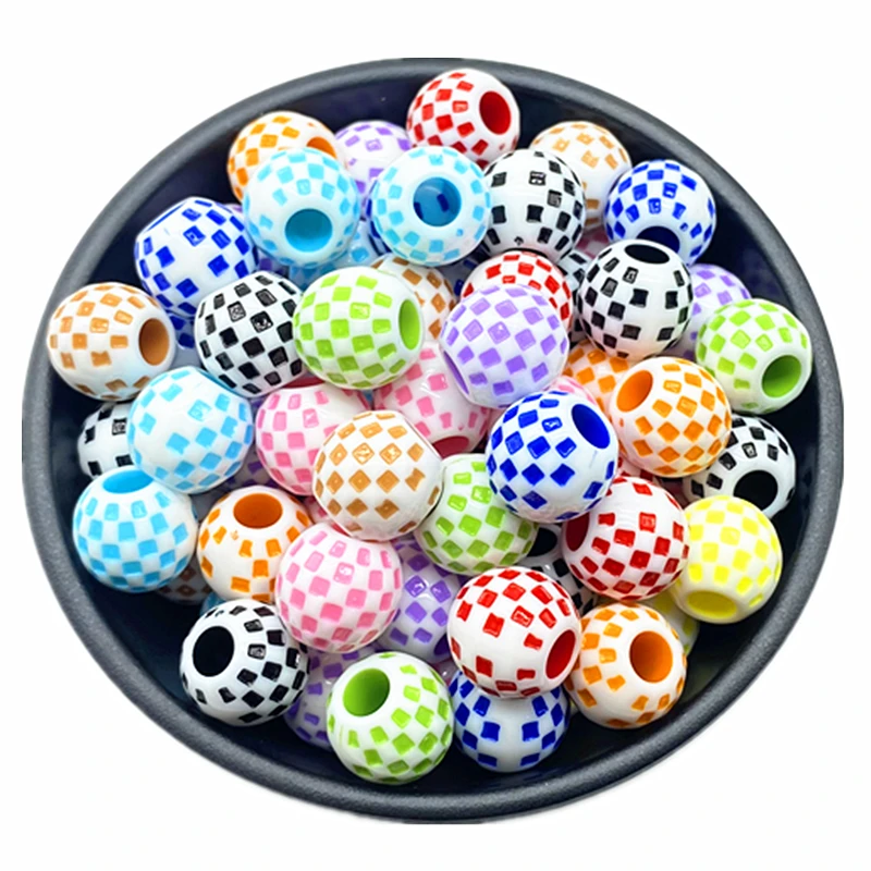 10 pcs/lot 14mm Big Hole Round Acrylic Beads Hair Braid Necklace Bracelet Pendant Jewelry Making