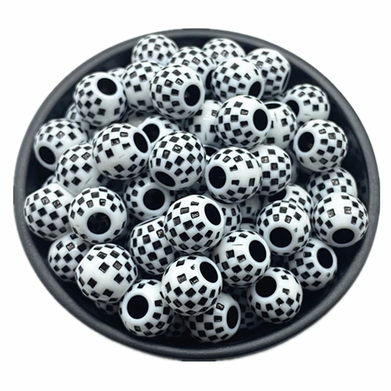 10 pcs/lot 14mm Big Hole Round Acrylic Beads Hair Braid Necklace Bracelet Pendant Jewelry Making