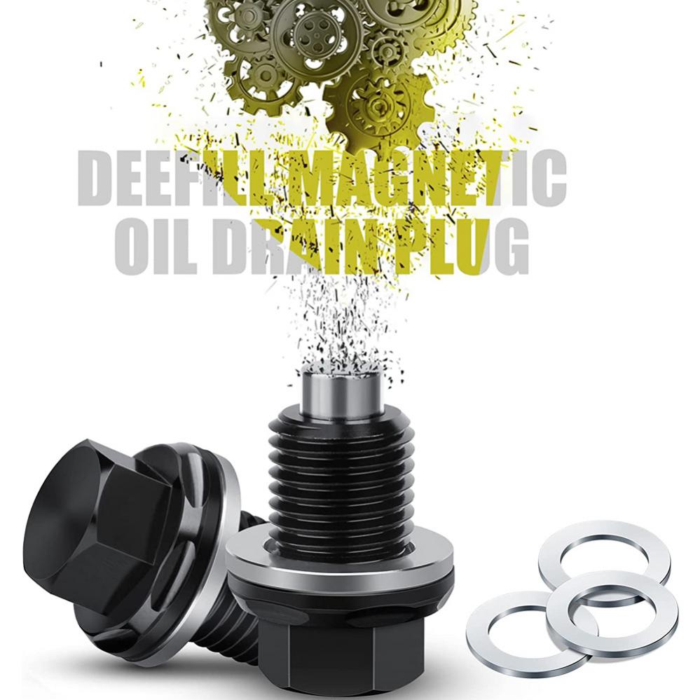 M12x1.5 / M14x1.5 Magnetic Oil Drain Plug Oil Drain Sump Nut Aviation Aluminum with Washer Gasket Oil Drain Bolt Car Accessories