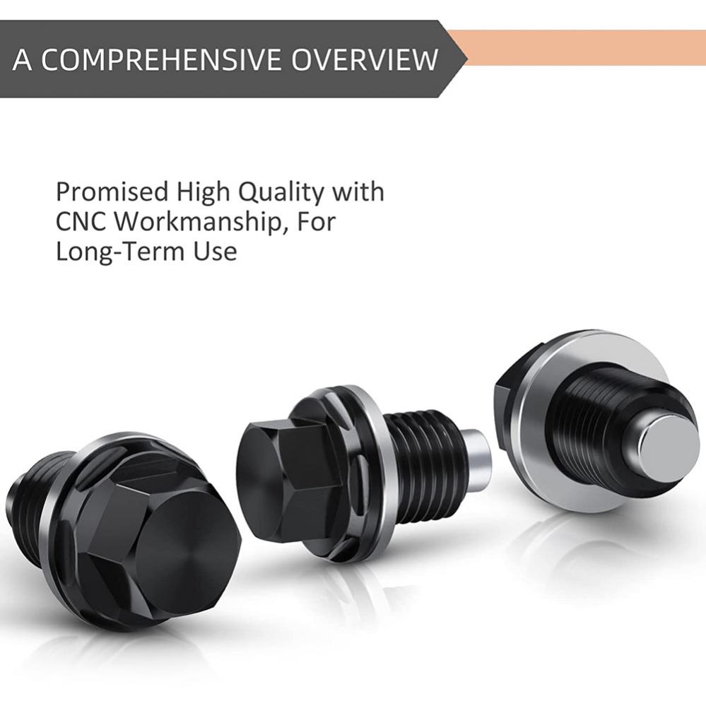 M12x1.5 / M14x1.5 Magnetic Oil Drain Plug Oil Drain Sump Nut Aviation Aluminum with Washer Gasket Oil Drain Bolt Car Accessories