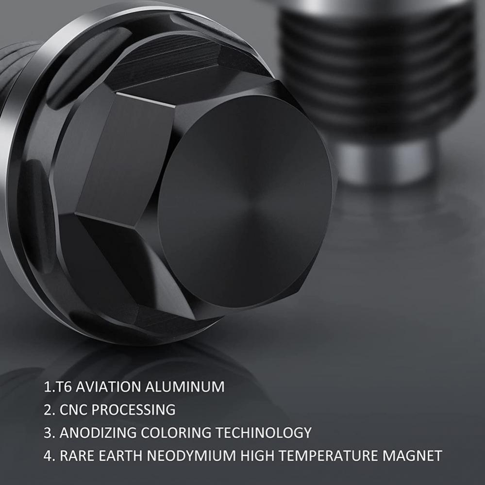 M12x1.5 / M14x1.5 Magnetic Oil Drain Plug Oil Drain Sump Nut Aviation Aluminum with Washer Gasket Oil Drain Bolt Car Accessories