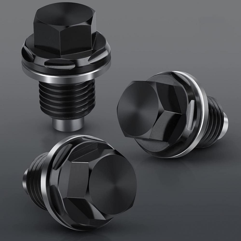M12x1.5 / M14x1.5 Magnetic Oil Drain Plug Oil Drain Sump Nut Aviation Aluminum with Washer Gasket Oil Drain Bolt Car Accessories