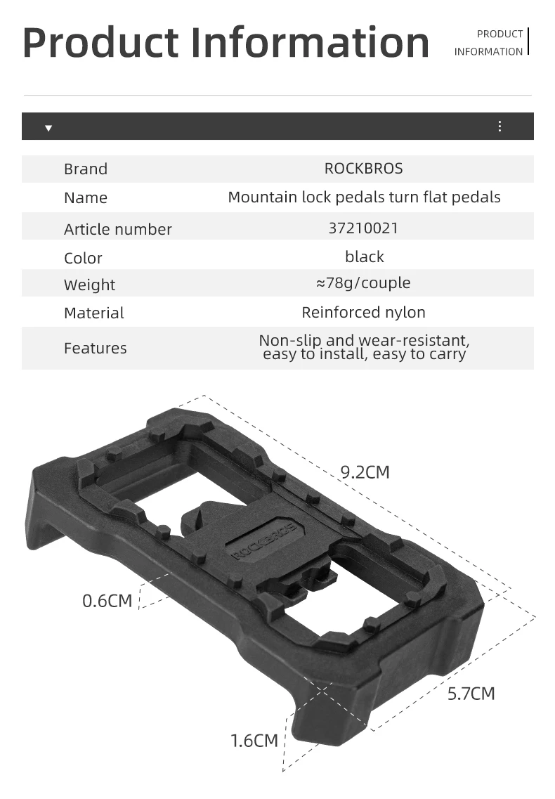 ROCKBROS SM-PD22 Flat Pedal Pedals Adapter Bike Pedals SPD Cleat For M8000 M9000 M520 M540 MTB Mountain Bicycle Pedal Part