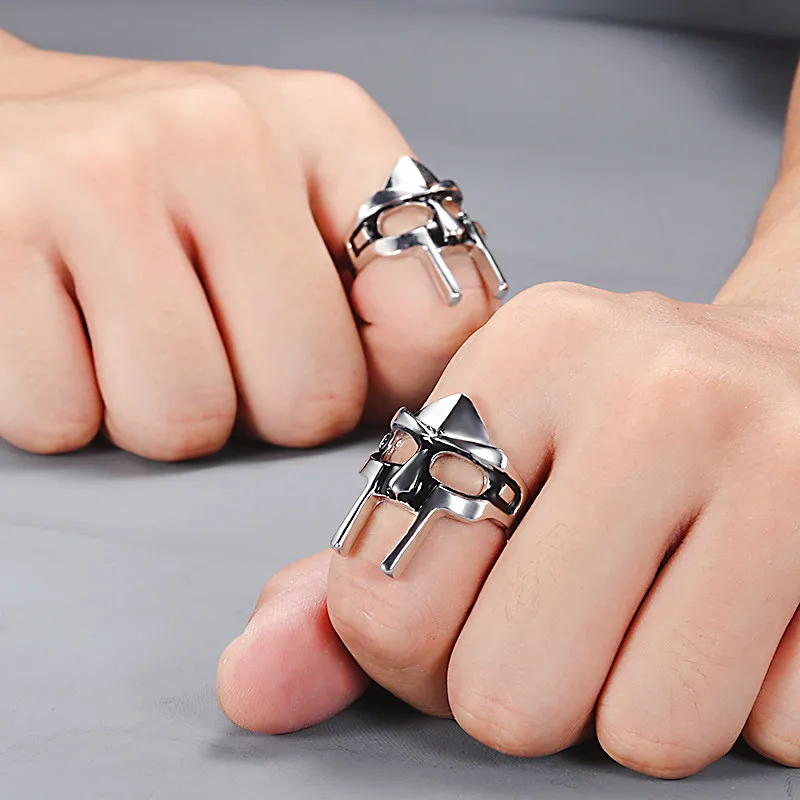 Vintage Mf Doom Mask Knuckle Rings For Men Gladiator Punk Egyptian Pharaoh Male Adjustable Ring Accessories Anillos Goticos