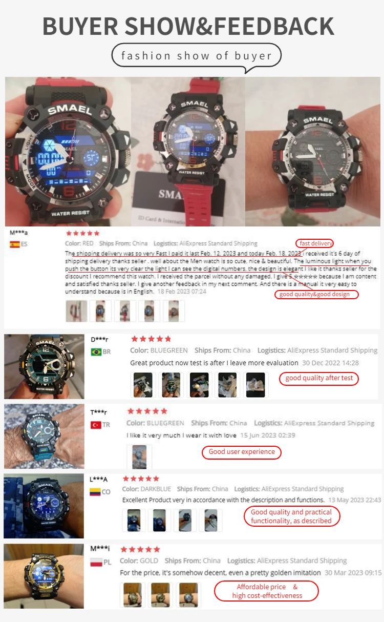 SMAEL Men Watches 50m Waterproof Sports Watch Military Man Sports Watch Digital 8072 Dual Display Watch Quartz Led Digital