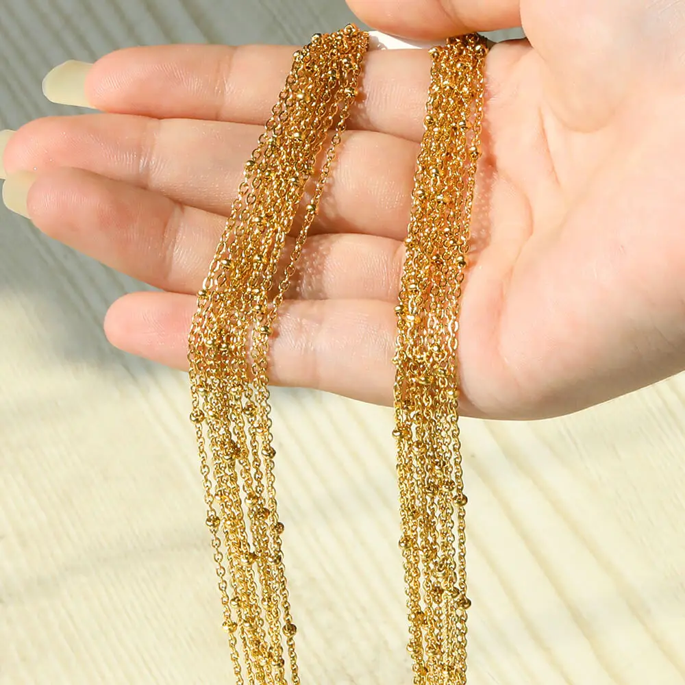 10pcs/set Stainless Steel Gold Color Necklace For Women 45cm Chain DIY Jewelry Accessories Making Materials Handmade Supplies