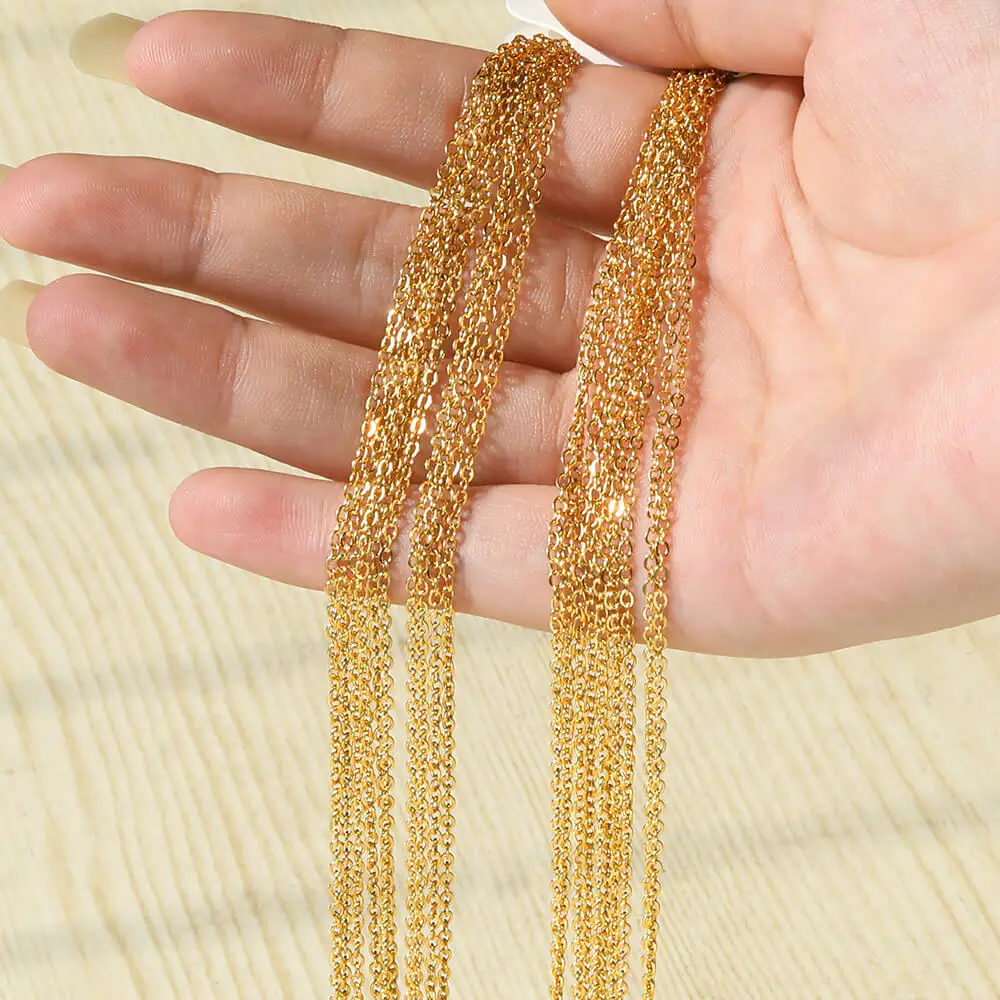 10pcs/set Stainless Steel Gold Color Necklace For Women 45cm Chain DIY Jewelry Accessories Making Materials Handmade Supplies