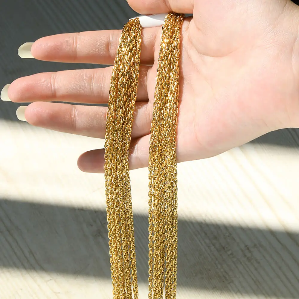 10pcs/set Stainless Steel Gold Color Necklace For Women 45cm Chain DIY Jewelry Accessories Making Materials Handmade Supplies