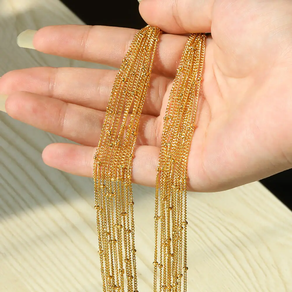 10pcs/set Stainless Steel Gold Color Necklace For Women 45cm Chain DIY Jewelry Accessories Making Materials Handmade Supplies