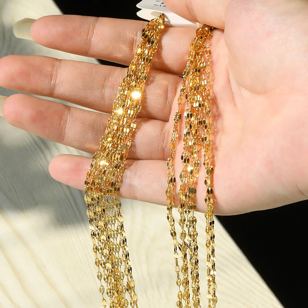 10pcs/set Stainless Steel Gold Color Necklace For Women 45cm Chain DIY Jewelry Accessories Making Materials Handmade Supplies