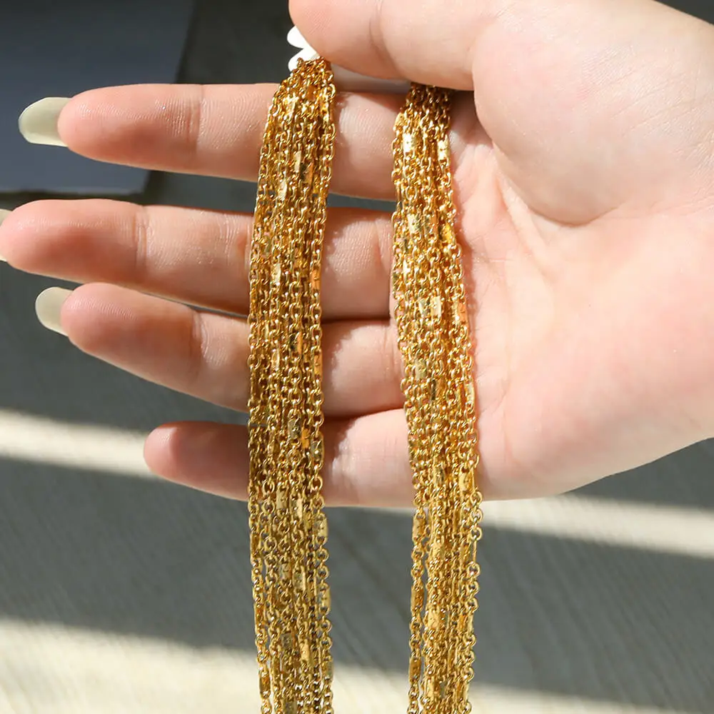 10pcs/set Stainless Steel Gold Color Necklace For Women 45cm Chain DIY Jewelry Accessories Making Materials Handmade Supplies