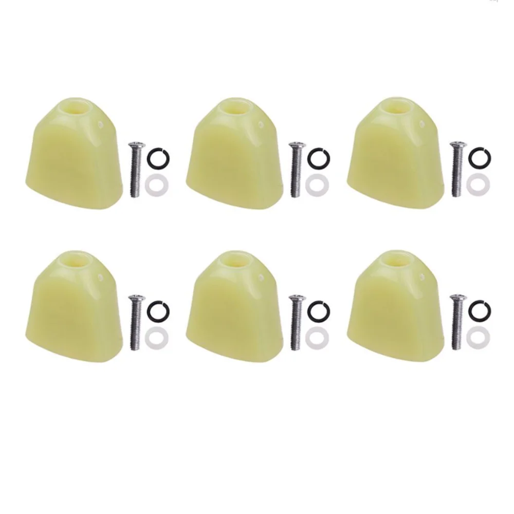 Set of 6 Plastic Trapezoid Hand Guitar Tuning Pegs Head Buttons with Screws Washer Parts for Acoustic and Electric Guitars