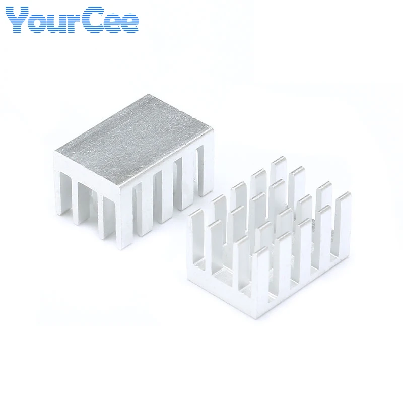 10pcs/2pcs Aluminum Alloy Heatsink Radiator Heat Sink Cooling Silver 25X25X5 20X20 8.8X8.8X5 11X11 14X14 19X13X11 19X19X24mm