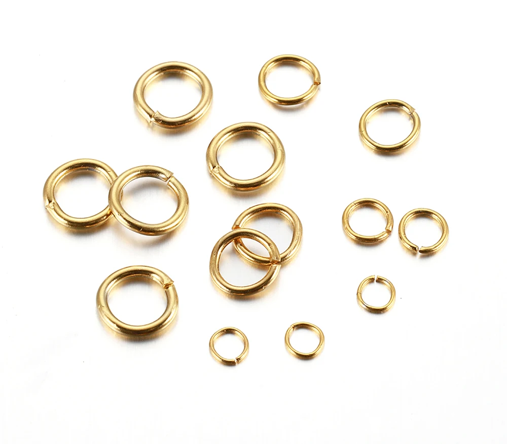 200pcs/100pcs No Fade Stainless Steel Open Jump Rings Gold Color Split Rings Connectors for Jewelry Making DIY Supplies
