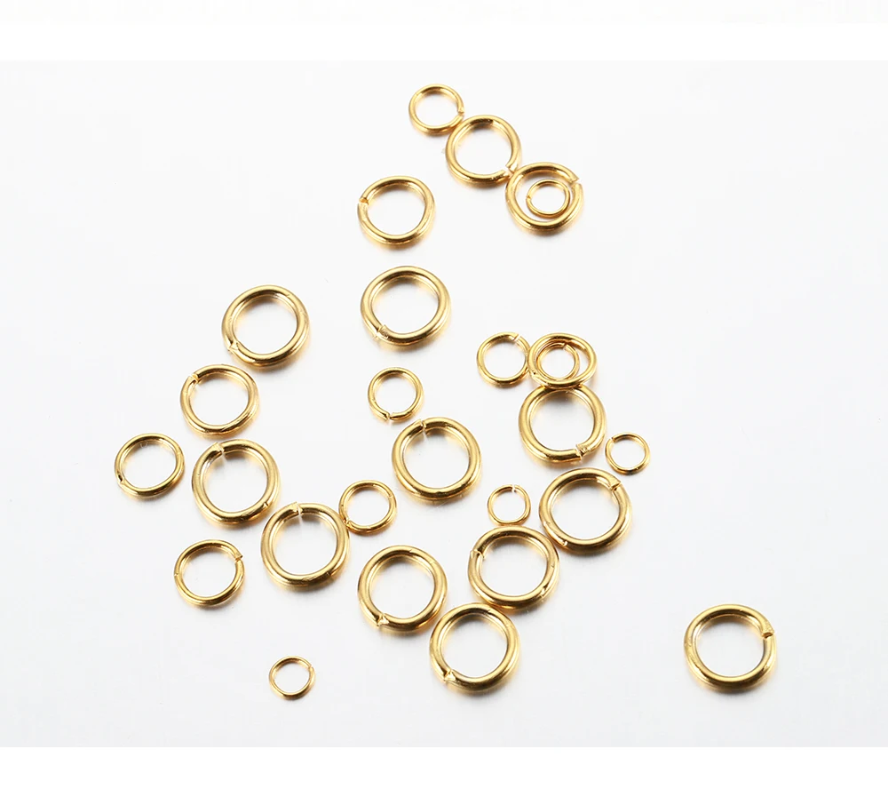 200pcs/100pcs No Fade Stainless Steel Open Jump Rings Gold Color Split Rings Connectors for Jewelry Making DIY Supplies