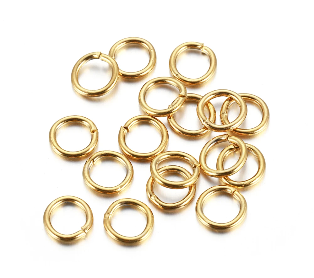 200pcs/100pcs No Fade Stainless Steel Open Jump Rings Gold Color Split Rings Connectors for Jewelry Making DIY Supplies
