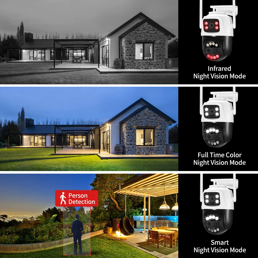 8MP Dual Lens 2.8mm -12mm 8X Zoom 4K PTZ WiFi IP Camera Outdoor AI Human Tracking CCTV Audio Home Security Surveillance Camera