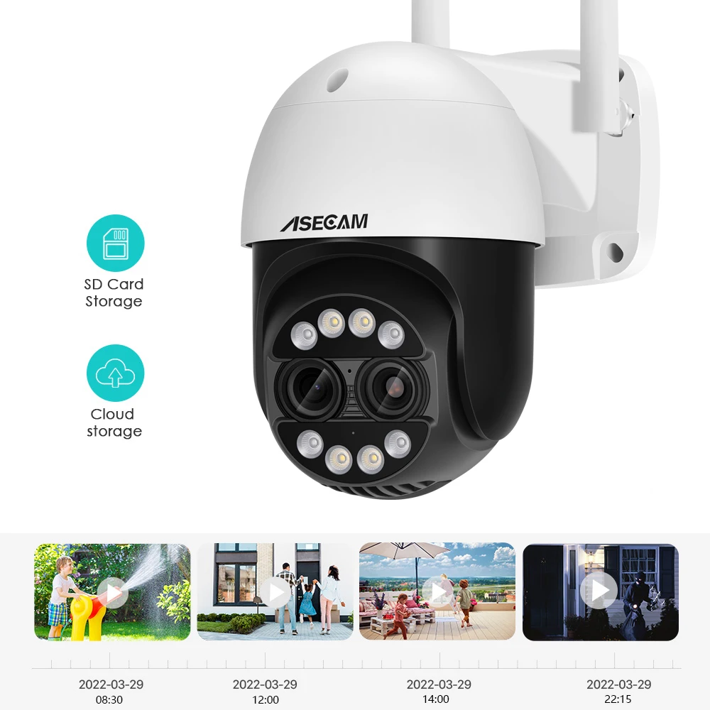 8MP Dual Lens 2.8mm -12mm 8X Zoom 4K PTZ WiFi IP Camera Outdoor AI Human Tracking CCTV Audio Home Security Surveillance Camera