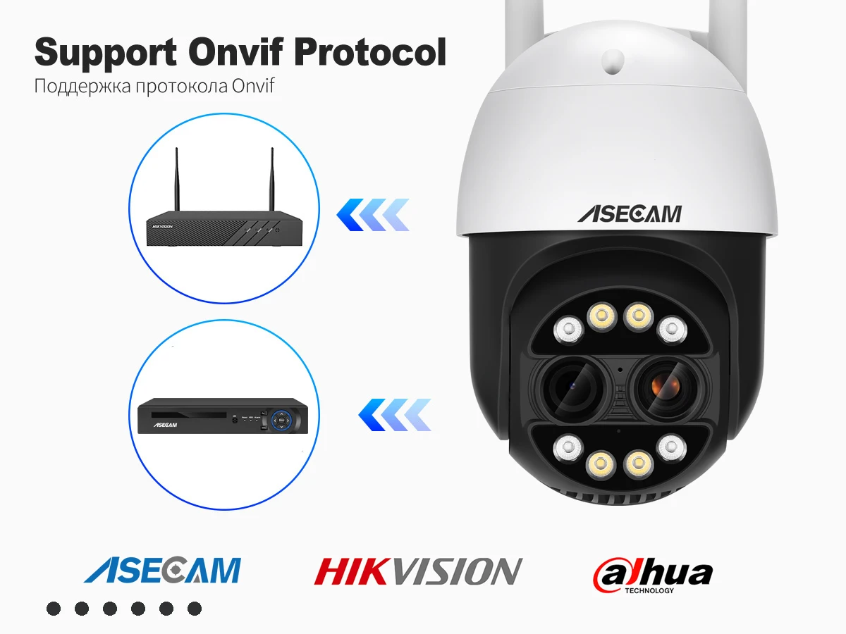 8MP Dual Lens 2.8mm -12mm 8X Zoom 4K PTZ WiFi IP Camera Outdoor AI Human Tracking CCTV Audio Home Security Surveillance Camera