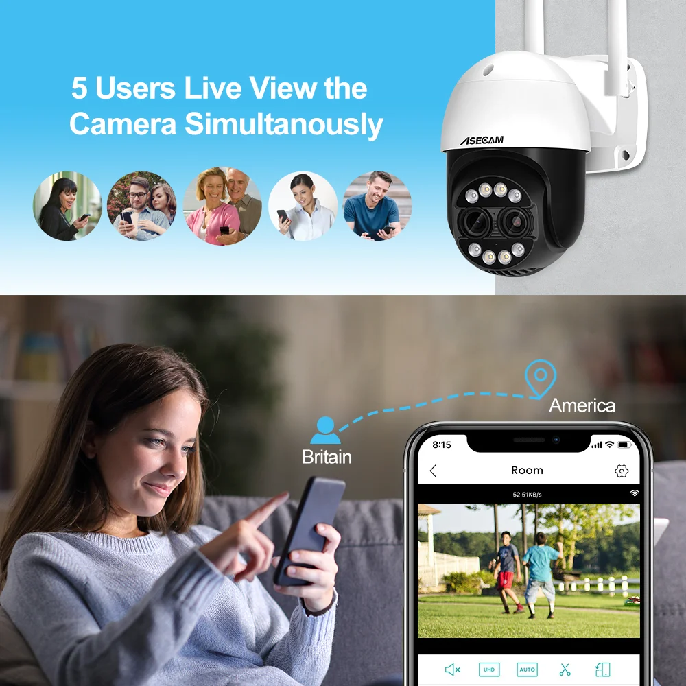 8MP Dual Lens 2.8mm -12mm 8X Zoom 4K PTZ WiFi IP Camera Outdoor AI Human Tracking CCTV Audio Home Security Surveillance Camera