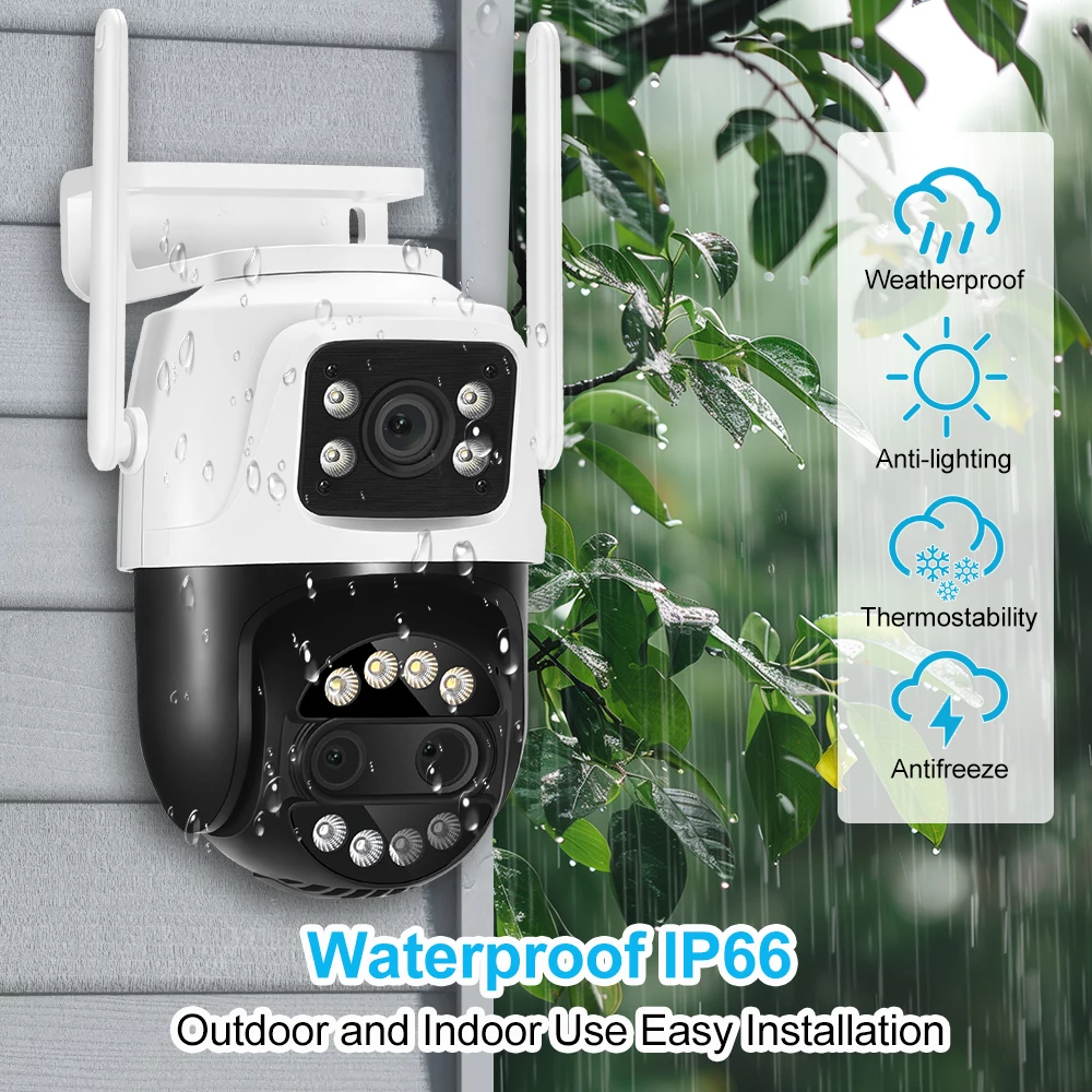 8MP Dual Lens 2.8mm -12mm 8X Zoom 4K PTZ WiFi IP Camera Outdoor AI Human Tracking CCTV Audio Home Security Surveillance Camera