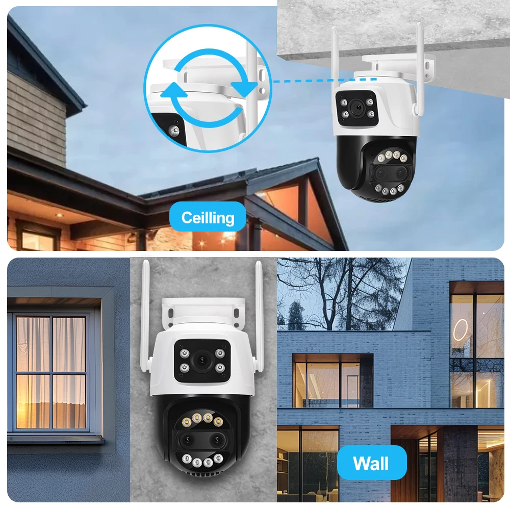 8MP Dual Lens 2.8mm -12mm 8X Zoom 4K PTZ WiFi IP Camera Outdoor AI Human Tracking CCTV Audio Home Security Surveillance Camera