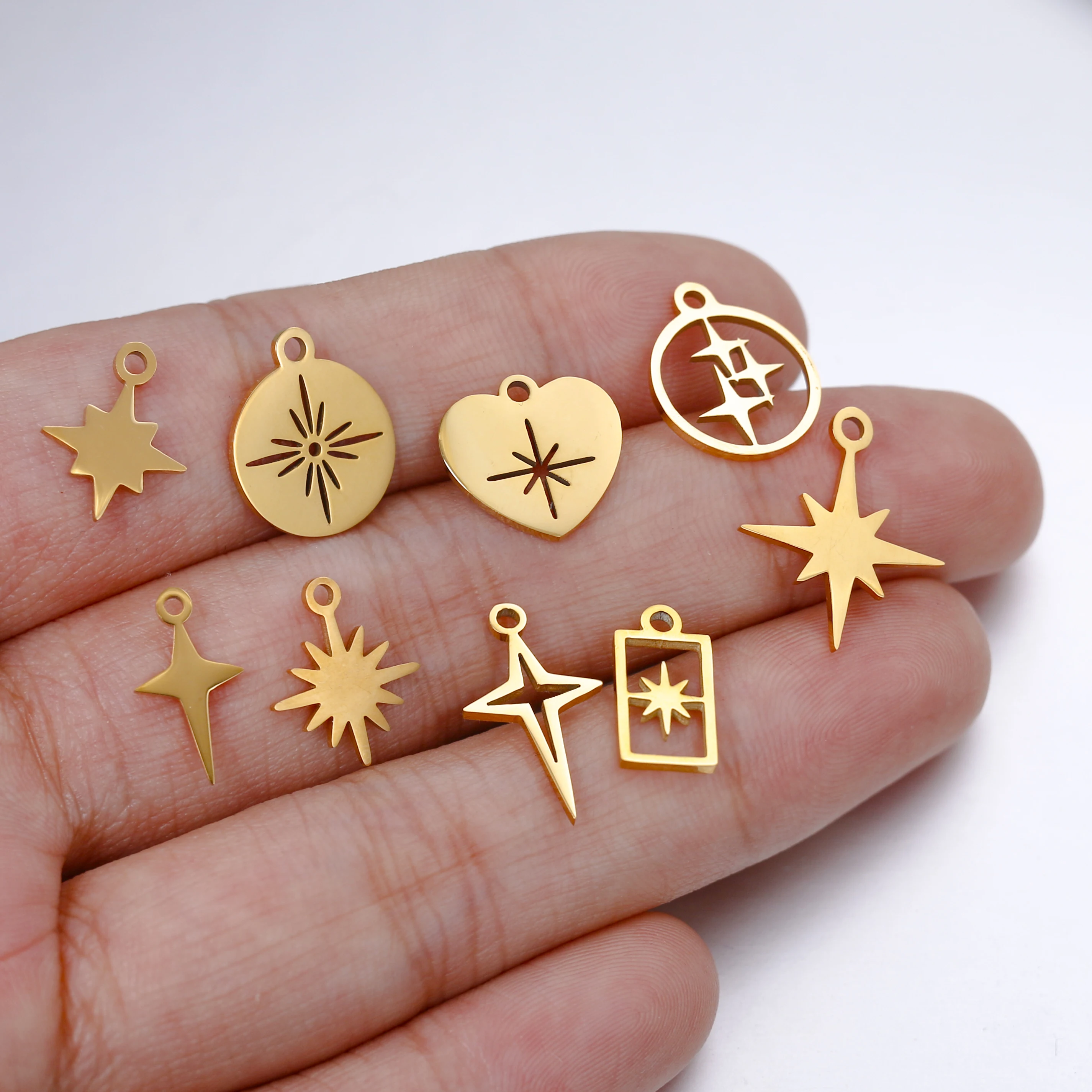 5pcs/Lot Wholesale Stainless Steel High Quality Star Charms Pendants For Making Jewelry DIY Necklace Earrings Bracelets Jewelry
