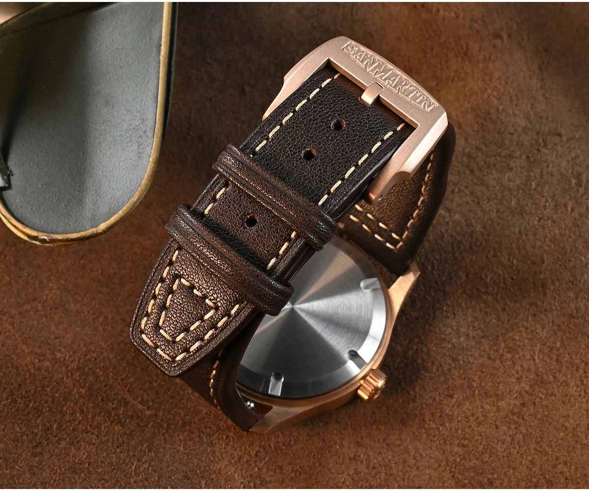 San Martin Logo Bronze Pin Buckles 18mm Watch Clasp 20mm For Strap Sterile 22mm Boucle Fibbia Orologio Brushed Durable DIY