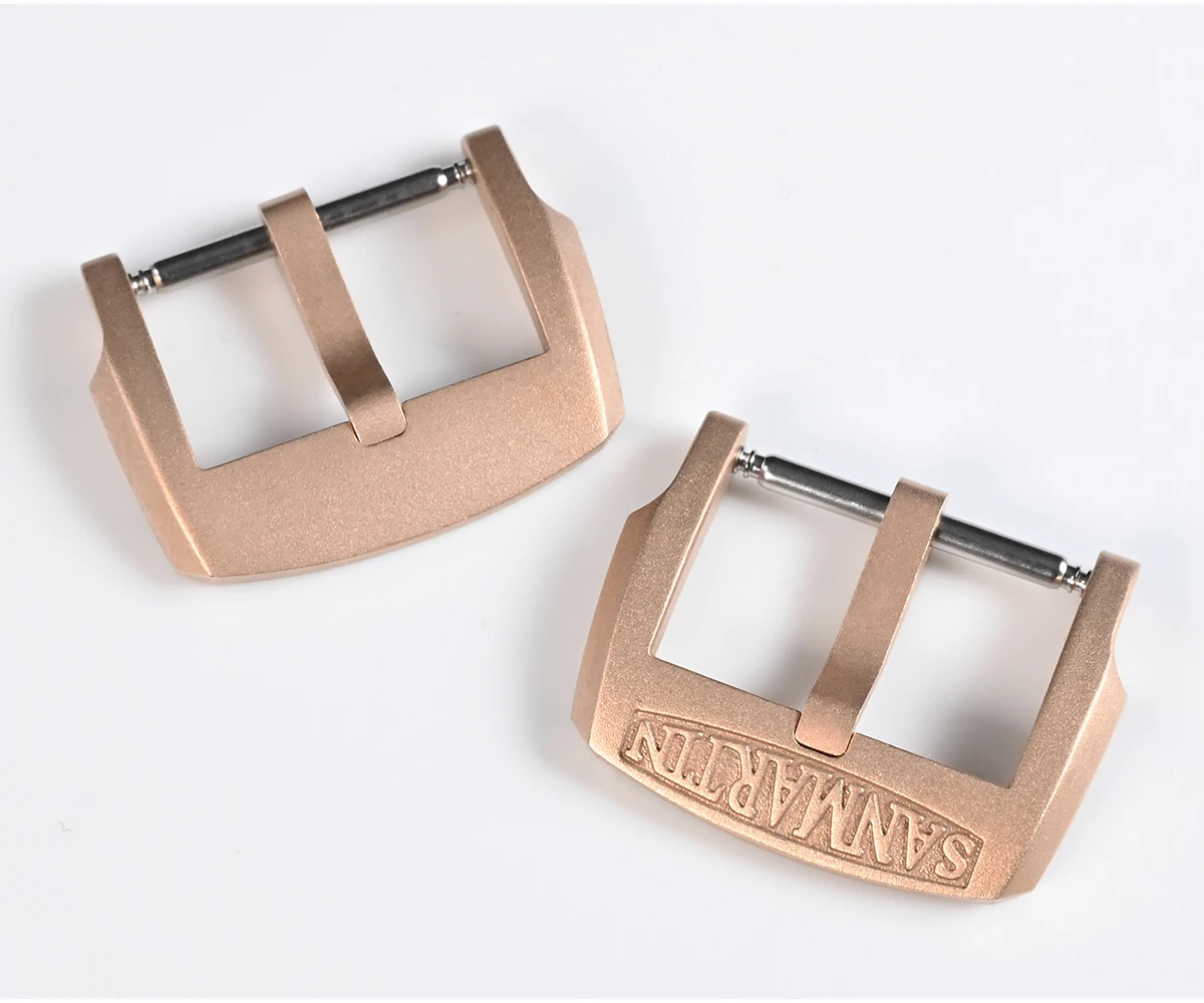 San Martin Logo Bronze Pin Buckles 18mm Watch Clasp 20mm For Strap Sterile 22mm Boucle Fibbia Orologio Brushed Durable DIY