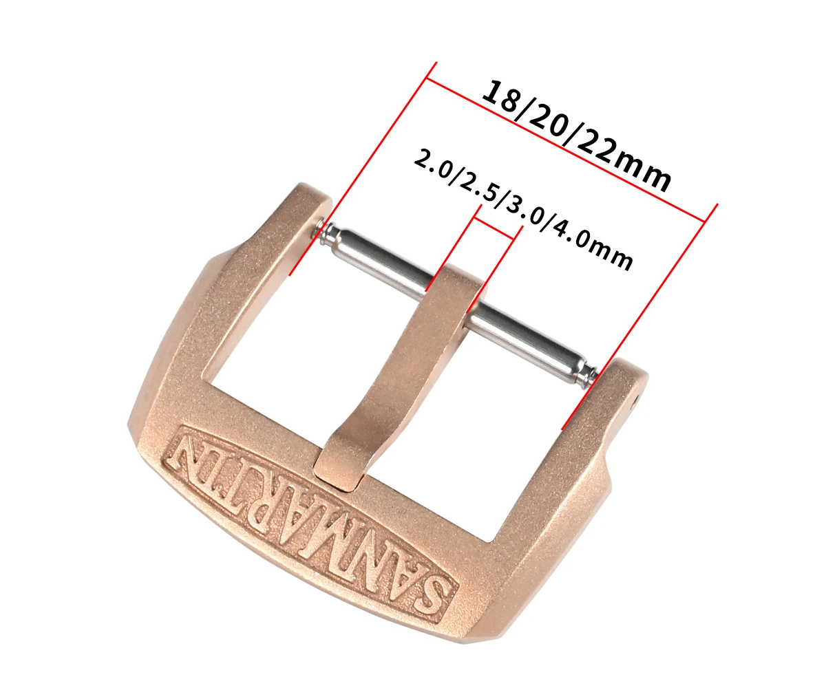 San Martin Logo Bronze Pin Buckles 18mm Watch Clasp 20mm For Strap Sterile 22mm Boucle Fibbia Orologio Brushed Durable DIY