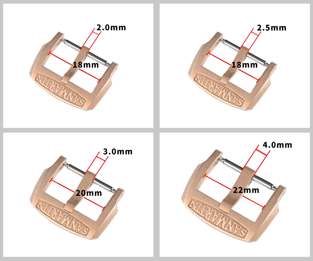 San Martin Logo Bronze Pin Buckles 18mm Watch Clasp 20mm For Strap Sterile 22mm Boucle Fibbia Orologio Brushed Durable DIY