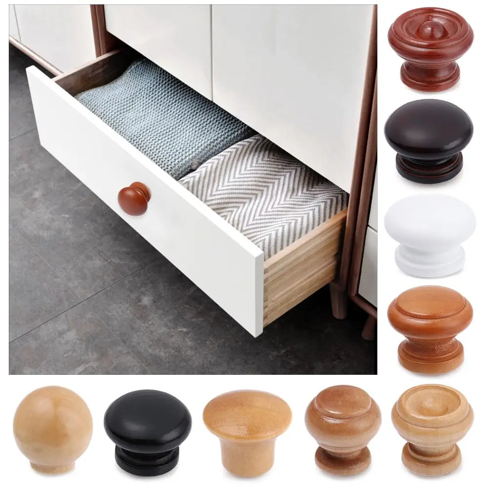 Wood Furniture Cabinet Drawer Knobs Cupboard Pulls Handle Kitchen Cupboard Wardrobe Dresser Hardware Accessories With Screw