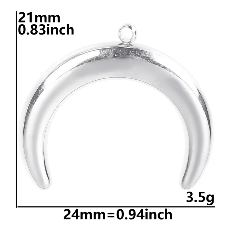 Luna Moon 100% Stainless Steel Charms For Jewelry Making Supplies Curved Month Pendant Silver Color Fashion Charms In Bulk Gifts