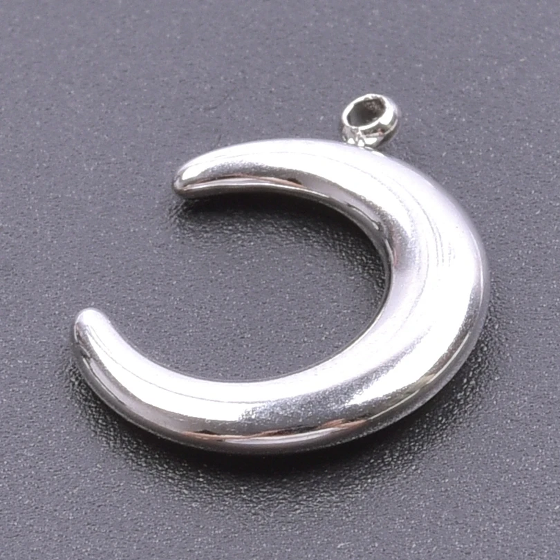 Luna Moon 100% Stainless Steel Charms For Jewelry Making Supplies Curved Month Pendant Silver Color Fashion Charms In Bulk Gifts