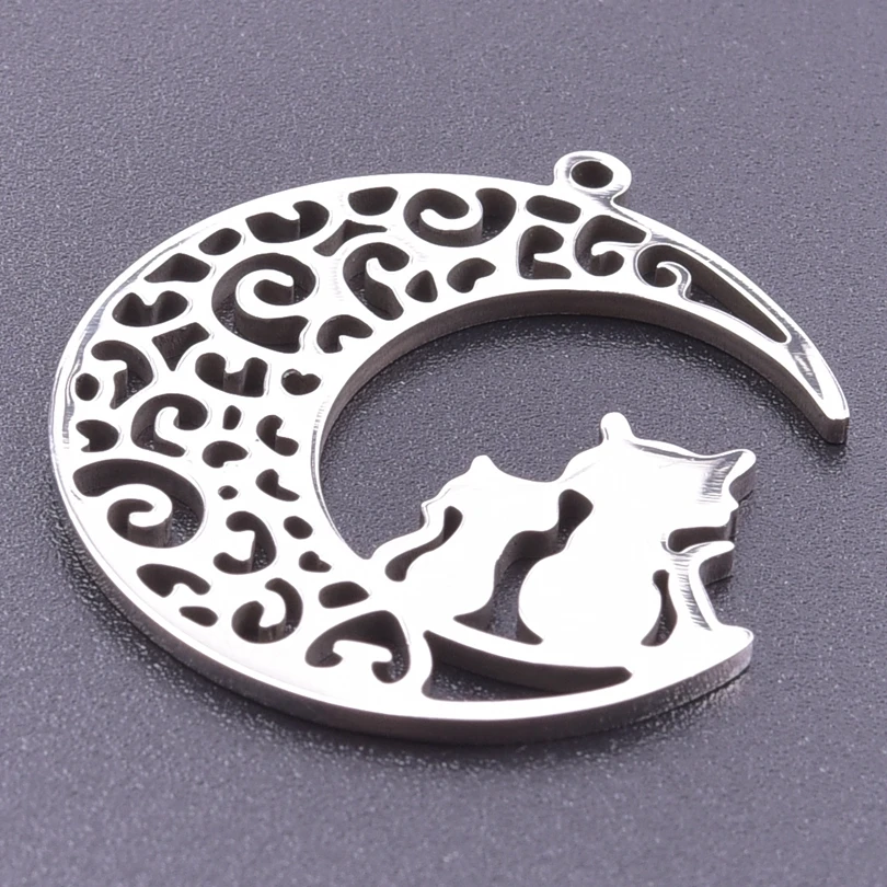 Luna Moon 100% Stainless Steel Charms For Jewelry Making Supplies Curved Month Pendant Silver Color Fashion Charms In Bulk Gifts