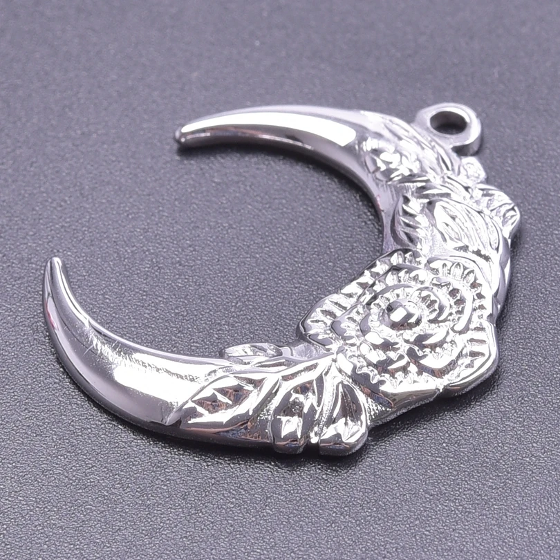 Luna Moon 100% Stainless Steel Charms For Jewelry Making Supplies Curved Month Pendant Silver Color Fashion Charms In Bulk Gifts