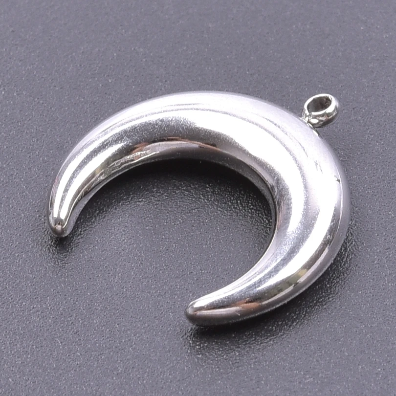 Luna Moon 100% Stainless Steel Charms For Jewelry Making Supplies Curved Month Pendant Silver Color Fashion Charms In Bulk Gifts
