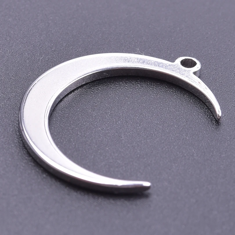 Luna Moon 100% Stainless Steel Charms For Jewelry Making Supplies Curved Month Pendant Silver Color Fashion Charms In Bulk Gifts