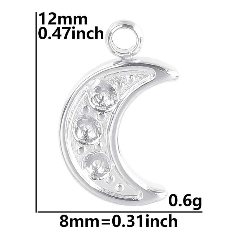 Luna Moon 100% Stainless Steel Charms For Jewelry Making Supplies Curved Month Pendant Silver Color Fashion Charms In Bulk Gifts